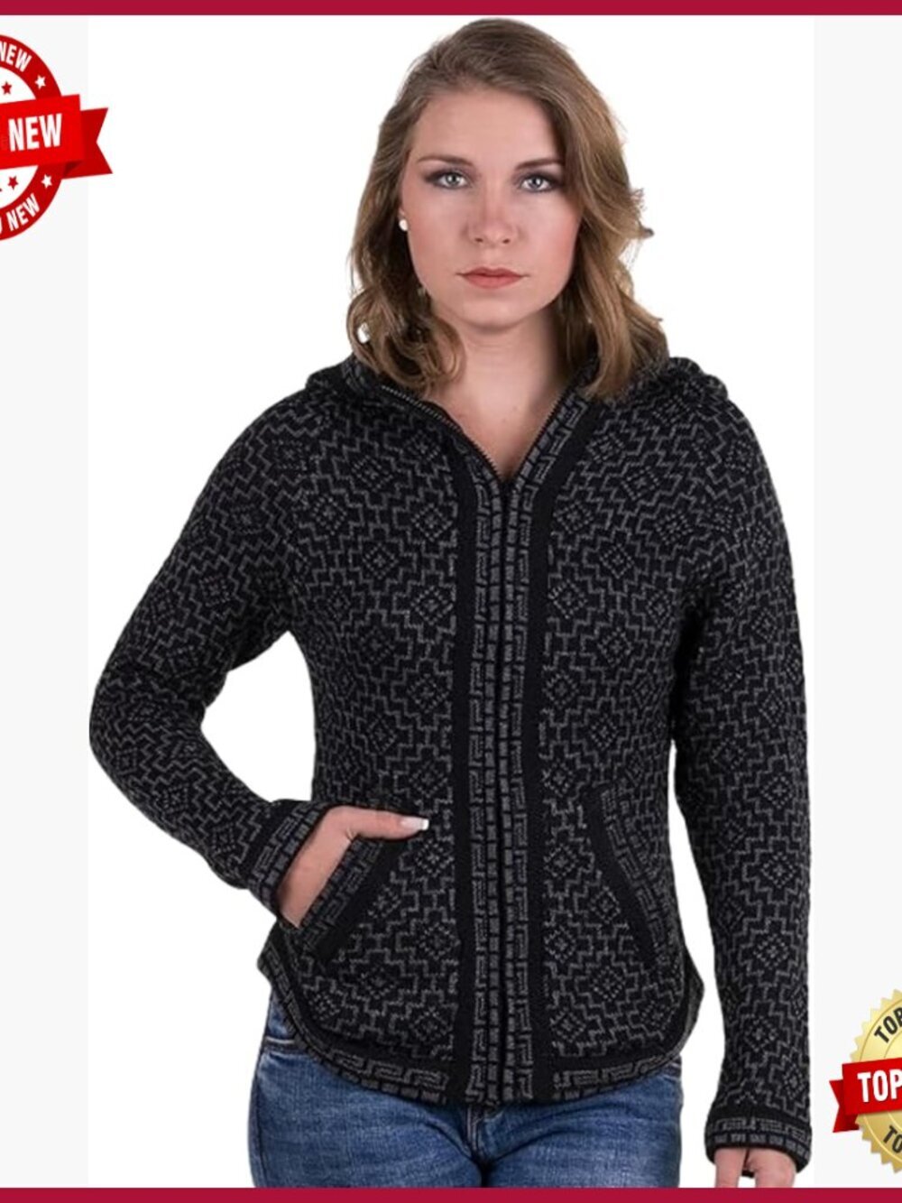 Vintage Hand Knit Alpaca Wool Cable Cardigan Sweater Winter Long Sleeve